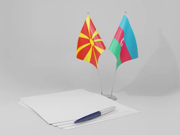 Azerbaïdjan Macédoine Drapeaux Accord Fond Blanc Render — Photo