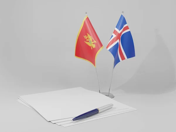 Σημαίες Της Συμφωνίας Ισλανδίας Μαυροβουνίου Λευκό Φόντο Render — Φωτογραφία Αρχείου