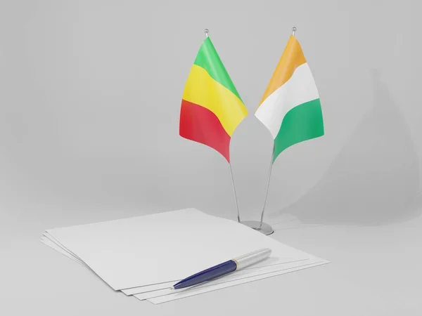 Côte Ivoire Drapeaux Accord Mali Fond Blanc Render — Photo