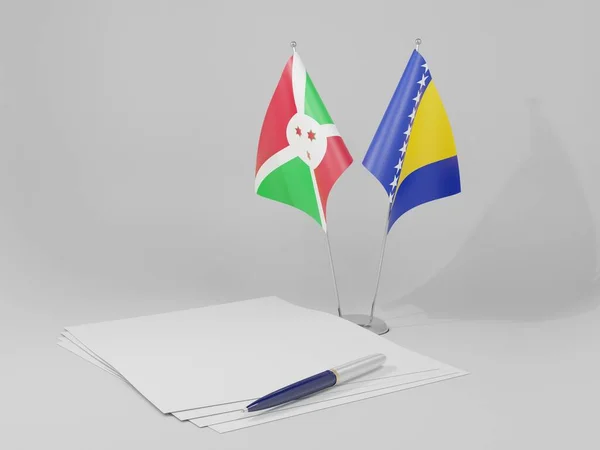 Bosnie Herzégovine Drapeaux Accord Burundi Fond Blanc Render — Photo