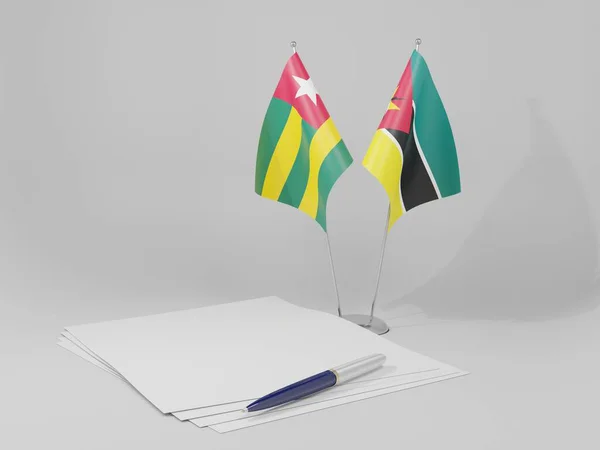 Mosambik Togo Abkommen Flaggen Weißer Hintergrund Render — Stockfoto