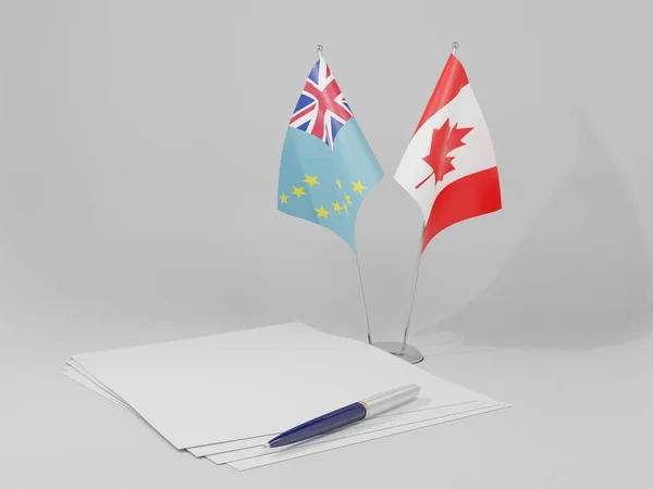 Καναδάς Σημαίες Συμφωνία Τουβαλού Λευκό Φόντο Render — Φωτογραφία Αρχείου
