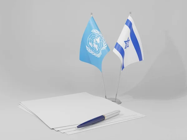 イスラエル 国連合意の旗 白い背景 3Dレンダリング — ストック写真