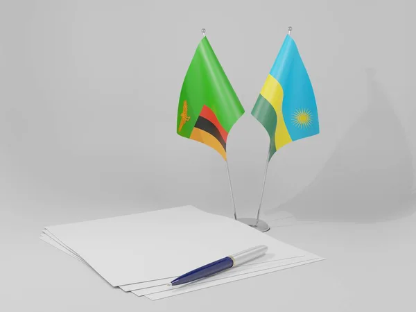 Rwanda Zambijské Vlajky Bílé Pozadí Vykreslování — Stock fotografie