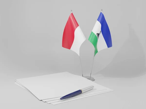 Lesotho Overeenkomst Van Monaco Vlaggen Witte Achtergrond Render — Stockfoto