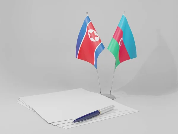 Aserbaidschan Flaggen Des Nordkoreanischen Abkommens Weißer Hintergrund Render — Stockfoto
