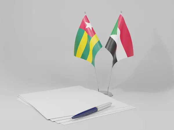 Sudan Togo Abkommen Flaggen Weißer Hintergrund Render — Stockfoto