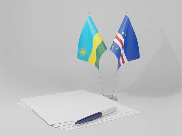 Kaapverdië Rwanda Overeenkomst Vlaggen Witte Achtergrond Render — Stockfoto