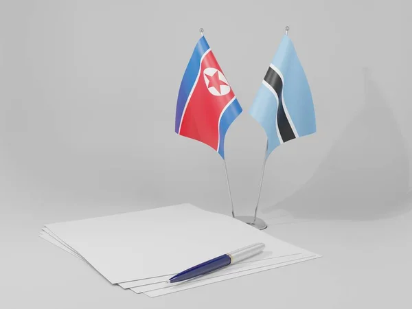 Botswana Nordkorea Flaggen Weißer Hintergrund Render — Stockfoto