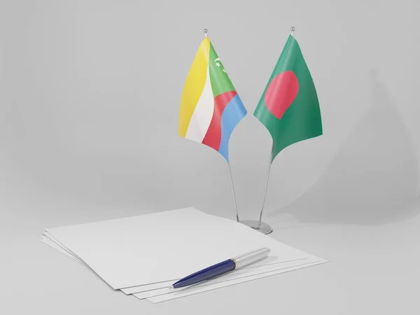 Bangladesh Comoros Agreement Flags White Background Render — Stock Photo, Image
