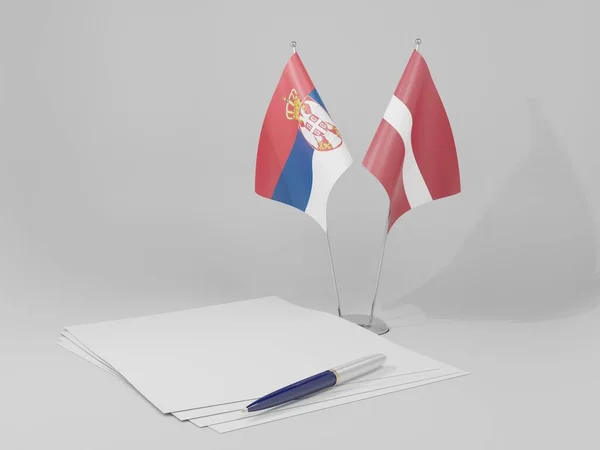 Latvia Serbia Agreement Flags White Background Render — Stock Photo, Image