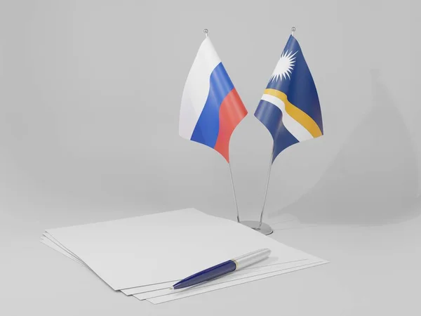 Marshall Islands Russia Agreement Flags White Background Render — Stock Photo, Image