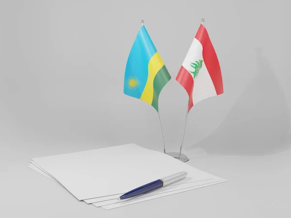 Λίβανος Ρουάντα Συμφωνία Σημαίες Λευκό Φόντο Render — Φωτογραφία Αρχείου