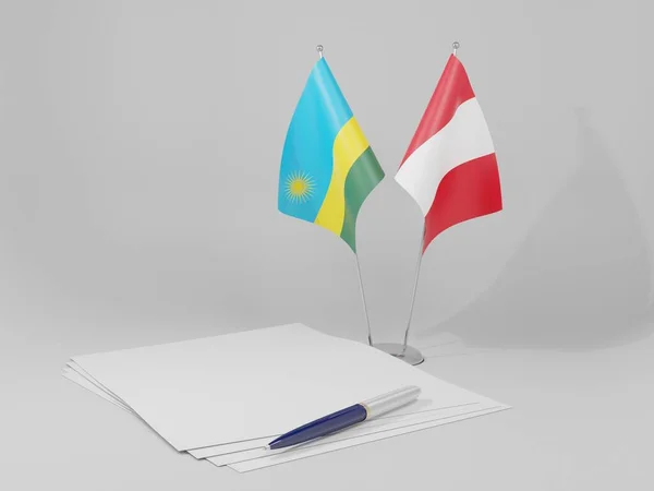Peru Ruanda Abkommen Flaggen Weißer Hintergrund Render — Stockfoto