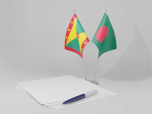 Bangladesh Grenada Agreement Flags White Background Render — Stock Photo, Image