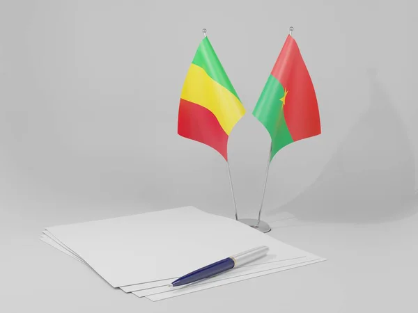 Burkina Faso Drapeaux Accord Mali Fond Blanc Render — Photo