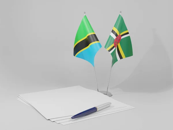 Dominica Tanzania Agreement Flags Λευκό Φόντο Render — Φωτογραφία Αρχείου