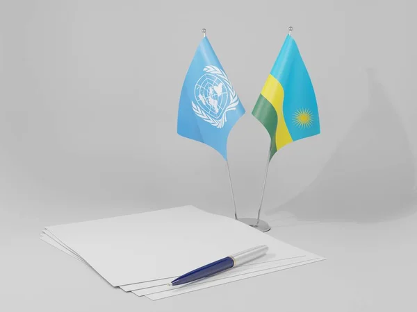 ルワンダ 国際連合協定旗 白の背景 3Dレンダリング — ストック写真