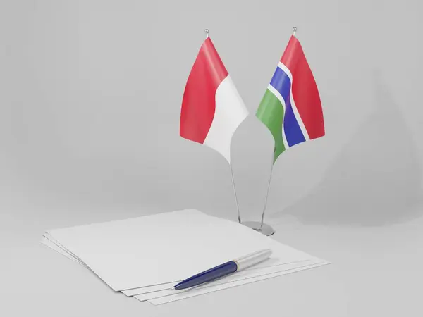 Gambia Overeenkomst Van Monaco Vlaggen Witte Achtergrond Render — Stockfoto