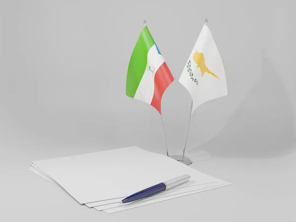 Chipre Acordo Guiné Equatorial Bandeiras Fundo Branco Render — Fotografia de Stock