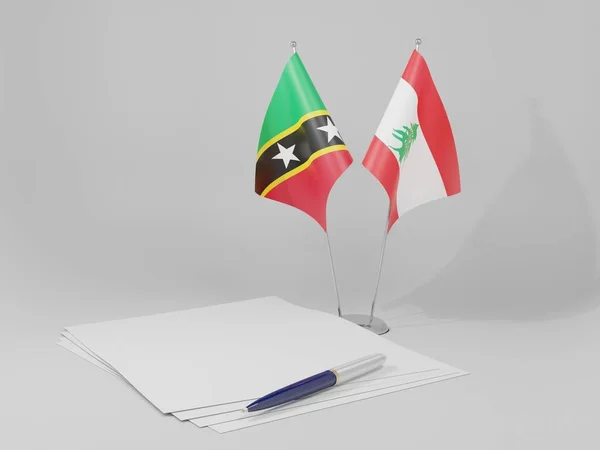 Liban Flagi Porozumienia Saint Kitts Nevis Białe Tło Render — Zdjęcie stockowe