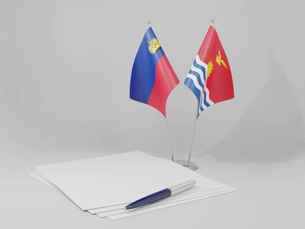 Kiribati Banderas Del Acuerdo Liechtenstein Fondo Blanco Render —  Fotos de Stock