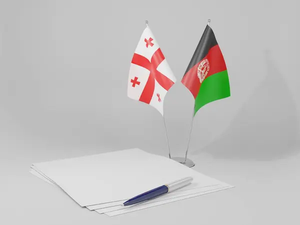 Afghanistan Bandiere Dell Accordo Georgia Sfondo Bianco Render — Foto Stock