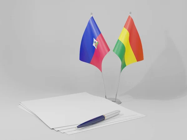 Bolivia Haiti Agreement Flags White Background Render — Stock Photo, Image