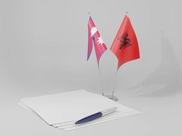 Albánie Nepálské Vlajky Bílé Pozadí Vykreslování — Stock fotografie