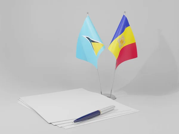 Andorra Svatá Lucie Dohody Vlajky Bílé Pozadí Vykreslení — Stock fotografie