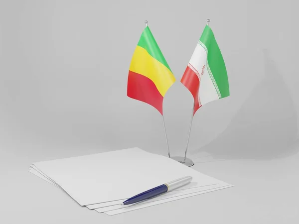 Irã Bandeiras Acordo Mali Fundo Branco Render — Fotografia de Stock