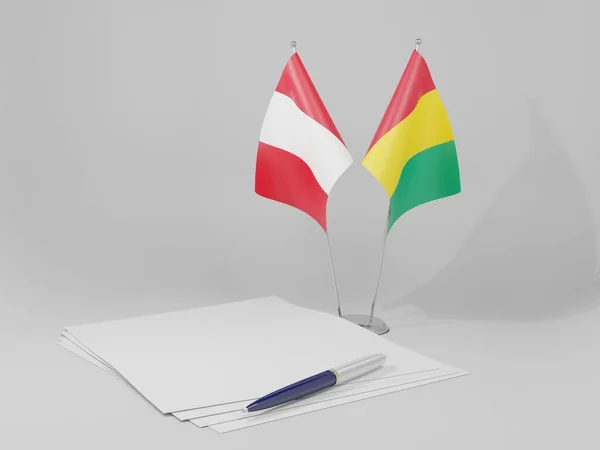 Banderas Del Acuerdo Guinea Perú Fondo Blanco Render —  Fotos de Stock