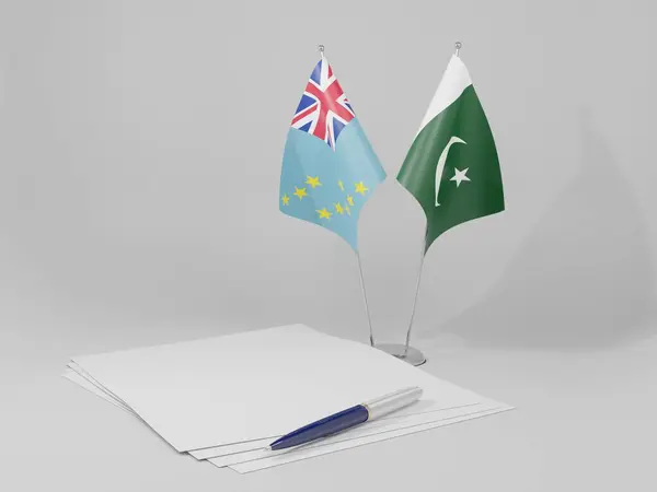 Πακιστάν Σημαίες Συμφωνίας Τουβαλού Λευκό Φόντο Render — Φωτογραφία Αρχείου
