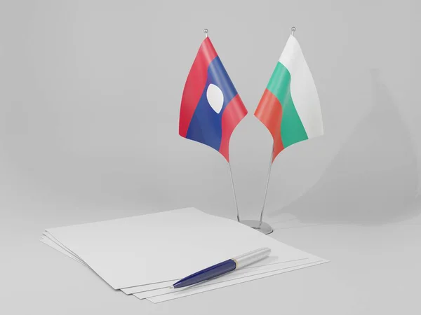 Болгария Лаосское Соглашение Флаги Белый Фон Рендер — стоковое фото
