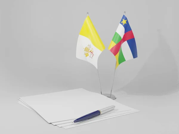 Středoafrická Republika Vatikán City Agreement Flags Bílé Pozadí Render — Stock fotografie