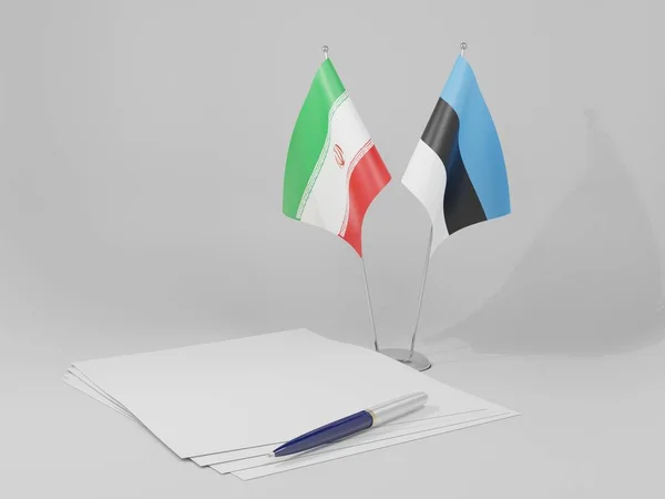 Estonie Drapeaux Accord Iran Fond Blanc Render — Photo