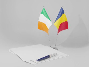 Çad - İrlanda Anlaşması Bayrakları, Beyaz Arkaplan - 3D Hazırlama