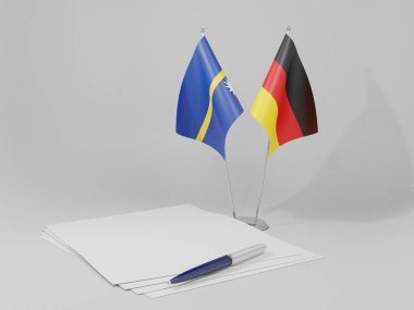 Almanya - Nauru Anlaşması Bayrakları, Beyaz Arkaplan - 3D Hazırlama