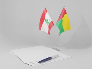 Guinea Bissau - Lebanon Agreement Flags, White Background - 3D Render clipart