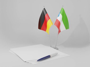 Ekvator Ginesi - Almanya Anlaşması Bayrakları, Beyaz Arkaplan - 3D Render