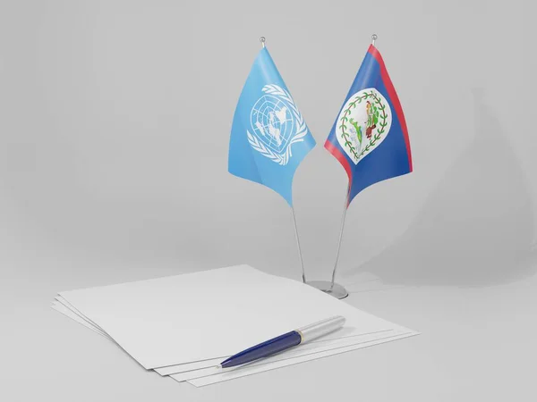 ベリーズ 国際連合協定旗 白の背景 3Dレンダリング — ストック写真