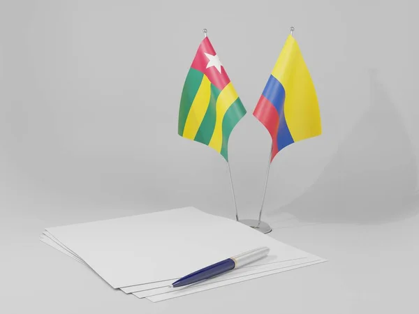 Kolumbien Togo Abkommen Flaggen Weißer Hintergrund Render — Stockfoto