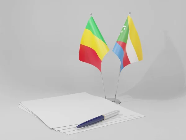 Comores Drapeaux Accord Mali Fond Blanc Render — Photo