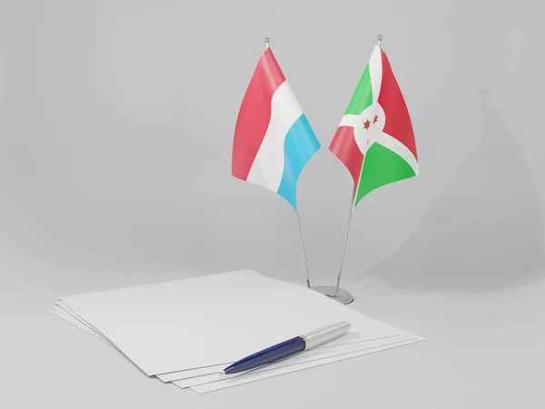 Burundi Banderas Del Acuerdo Luxemburgo Fondo Blanco Render —  Fotos de Stock