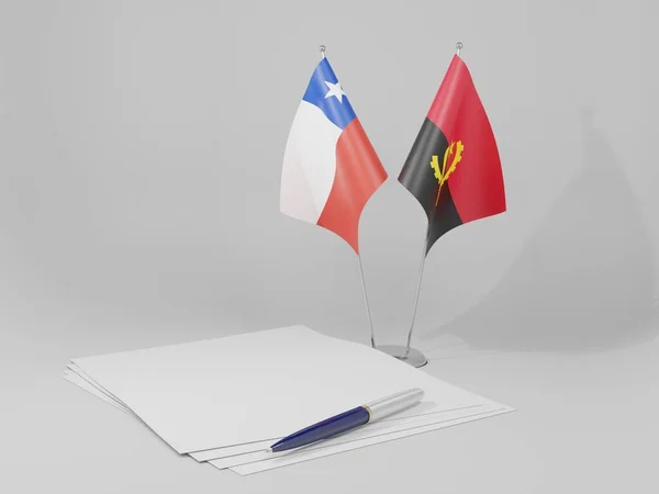 Angola Chile Dohody Vlajky Bílé Pozadí Vykreslení — Stock fotografie