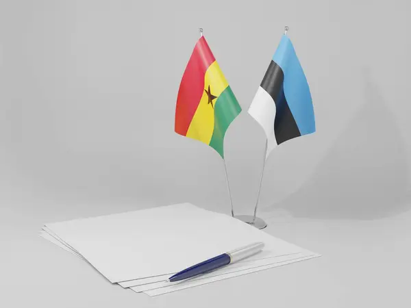 Estland Ghana Overeenkomst Vlaggen Witte Achtergrond Render — Stockfoto
