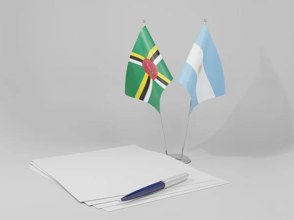 Argentyna Dominika Flagi Porozumienia Białe Tło Render — Zdjęcie stockowe