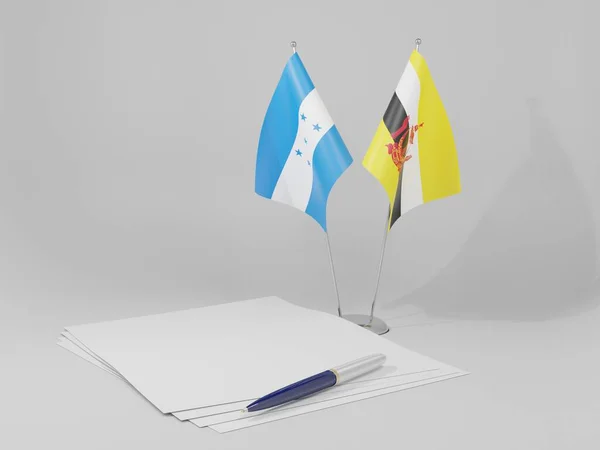 ブルネイ ホンジュラス合意の旗 白い背景 3Dレンダリング — ストック写真