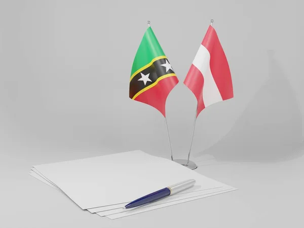 Oostenrijk Overeenkomst Van Saint Kitts Nevis Vlaggen Witte Achtergrond Render — Stockfoto