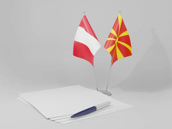 Mazedonien Peru Abkommen Flaggen Weißer Hintergrund Render — Stockfoto